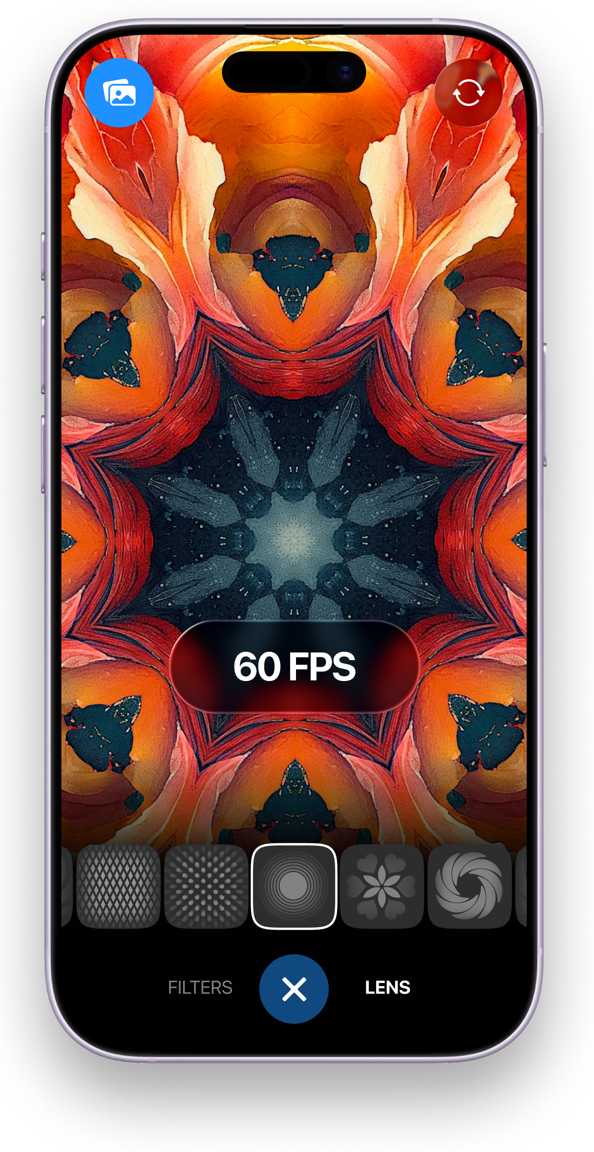 Cinematic filters applied to a kaleidoscope video